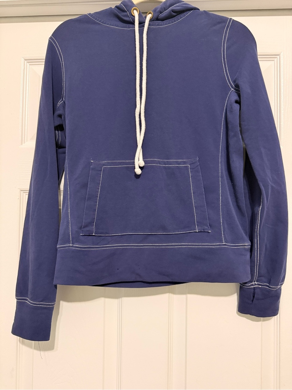 J. Crew Navy Crewneck Hoodie with Contrast Stitching